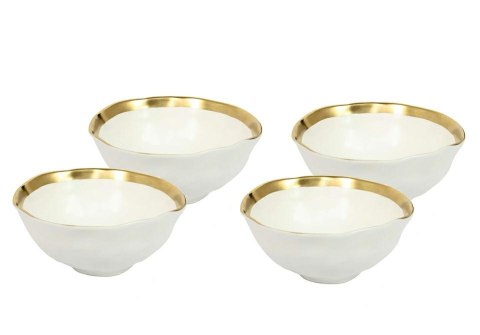 MISKI, KOMPLET 4 SZT, AURELIA KARE, 15CM, BIAŁO-ZŁOTE, PORCELANA, SALATERKI