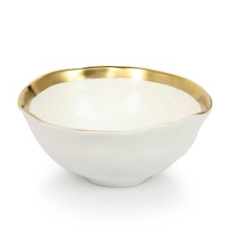 MISKI, KOMPLET 4 SZT, AURELIA KARE, 15CM, BIAŁO-ZŁOTE, PORCELANA, SALATERKI