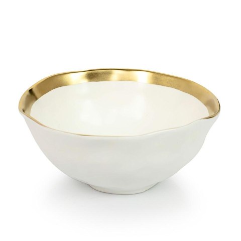 MISKI, KOMPLET 4 SZT, AURELIA KARE, 15CM, BIAŁO-ZŁOTE, PORCELANA, SALATERKI