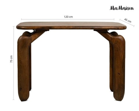 KONSOLA OREGON, CIEMNA BRĄZOWA, LITE DREWNO, DO SALONU, ELEGANCKA 120 CM