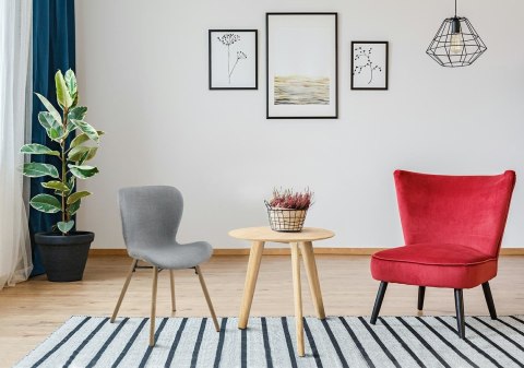 KRZESŁO BRETANIA, JASNE SZARE, TAPICEROWANE, DĄB, DO KUCHNI, DO JADALNI