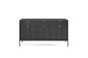 KOMODA AURAE, LAMELE, CZARNE METALOWE NOGI, ZŁOTE UCHWYTY, LOFT, NOWOCZESNA