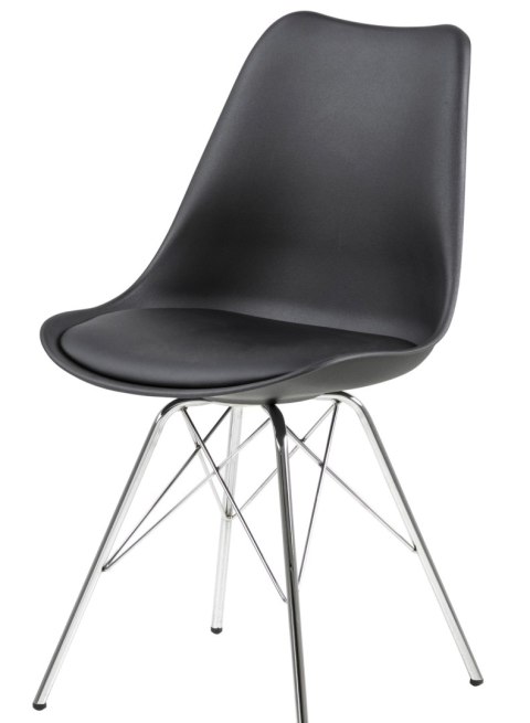 Krzesło Fiord CZARNE - SKANDYNAWSKIE, ELEGANCKIE, DO KUCHNI, DO JADALNI