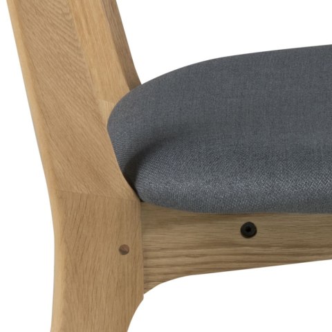 Krzesło Retro, drewno dębowe, szara tkanina