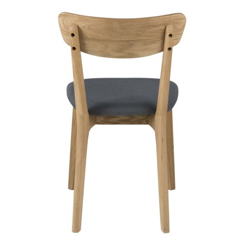 Krzesło Retro, drewno dębowe, szara tkanina