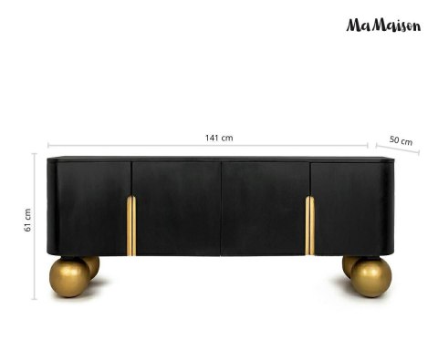 NOWOCZESNA ELEGANCKA SZAFKA RTV VICTORIA, CZARNA ZŁOTA, 140 CM, DO SALONU