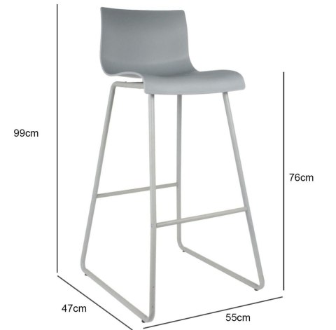 NOWOCZESNY SZARY HOKER Z OPARCIEM, METALOWY, LOFT, PROSTY, SOLIDNY