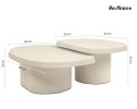 NOWOCZESNY ZESTAW STOLIKÓW KAOWYCH - NATURAL, BEŻOWE, ELEGANCKIE 90 CM, 2w1