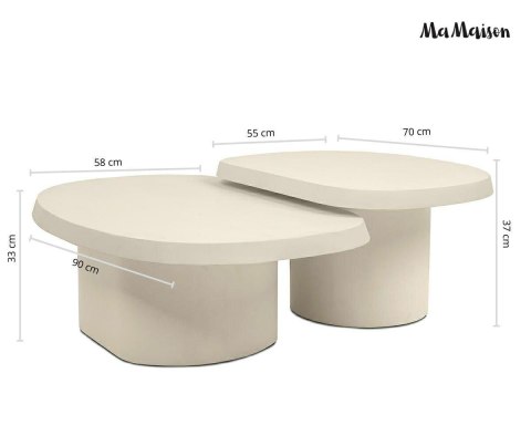 NOWOCZESNY ZESTAW STOLIKÓW KAOWYCH - NATURAL, BEŻOWE, ELEGANCKIE 90 CM, 2w1