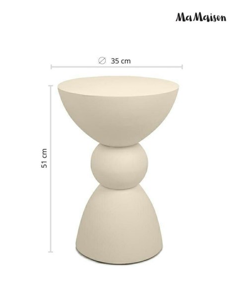 OKRĄGŁY BEŻOWY STOLIK KAWOWY, DO SALONU, MAŁY, ELEGANCKI, GLAMOUR, 35 CM