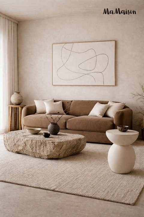 OKRĄGŁY BEŻOWY STOLIK KAWOWY, DO SALONU, MAŁY, ELEGANCKI, PROSTY, 40 CM