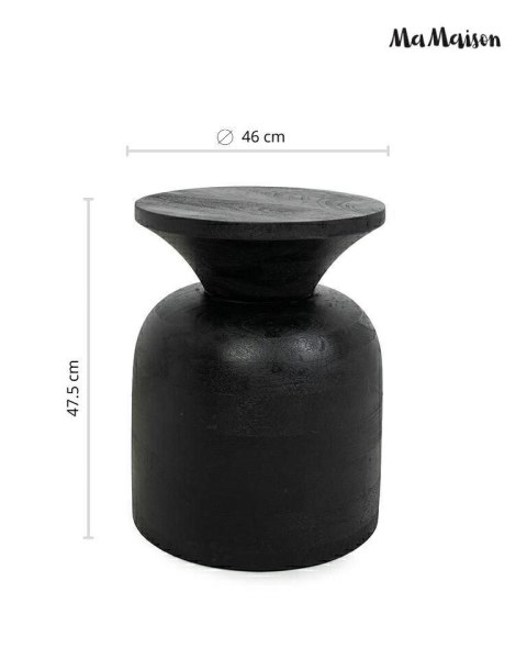 OKRĄGŁY CZARNY STOLIK KAWOWY, DO SALONU, MAŁY, ELEGANCKI, GLAMOUR, 35 CM