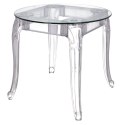 OKRĄGŁY PRZEZROCZYSTY STÓŁ GLAMOUR, BAROKOWY, DO SALONU, SZKLANY BLAT 90 CM