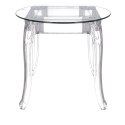 OKRĄGŁY PRZEZROCZYSTY STÓŁ GLAMOUR, BAROKOWY, DO SALONU, SZKLANY BLAT 90 CM