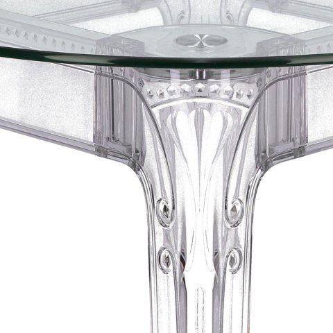 PRZEZROCZYSTY SZKLANY STÓŁ BAROKOWY, KWADRATOWY, DO JADALNI GLAMOUR 80 cm
