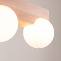 KINKIET PLAFON LAMPA SUFITOWA LUMINOS, DREWNO, SZKLANA BIAŁA KULA, G9