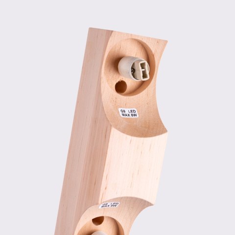 KINKIET PLAFON LAMPA SUFITOWA LUMINOS, DREWNO, SZKLANA BIAŁA KULA, G9