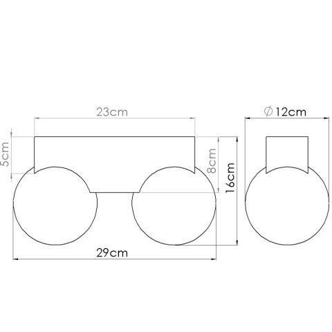 KINKIET PLAFON LAMPA SUFITOWA LUMINOS, DREWNO, SZKLANA BIAŁA KULA, G9