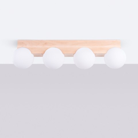 KINKIET, PLAFON, LUMINOS, DREWNO, SZKŁO, G9, NOWOCZESNA LAMPA SUFITOWA