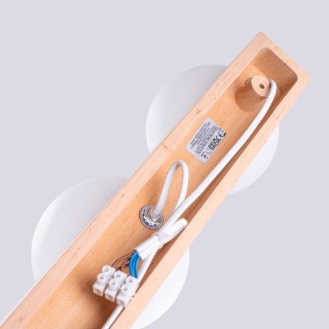 KINKIET, PLAFON, LUMINOS, DREWNO, SZKŁO, G9, NOWOCZESNA LAMPA SUFITOWA