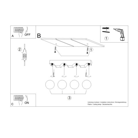 KINKIET, PLAFON, LUMINOS, DREWNO, SZKŁO, G9, NOWOCZESNA LAMPA SUFITOWA