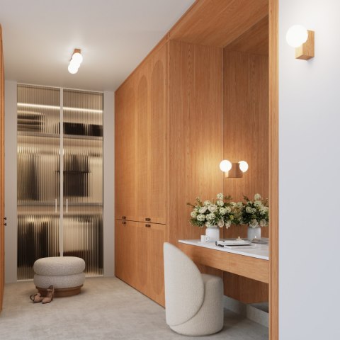 KINKIET, PLAFON, LUMINOS, DREWNO, SZKŁO, G9, NOWOCZESNA LAMPA SUFITOWA