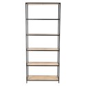 REGAŁ DENMARK, DĄB, 6 PÓŁEK, CZARNY METAL, LOFT, INDUSTRIALNY, 185 CM