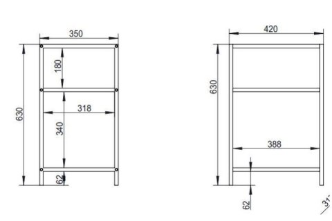 Regał DENMARK VII Dąb 3 półki, MDF dąb, metalowy