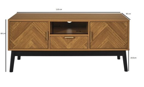 SKANDYNAWSKA SZAFKA RTV RETRO, JODEŁKA, DĄB, DO SALONU, ELEGANCKA, 110 CM