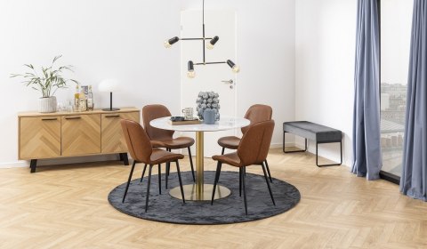 Stół okrągły Corby marmur/złoty 105cm