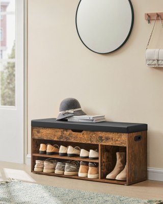 ŁAWKA NA BUTY RUSTICELLE, SZAFKA, SIEDZISKO, SCHOWEK, LOFT, RUSTYKALNY BRĄZ