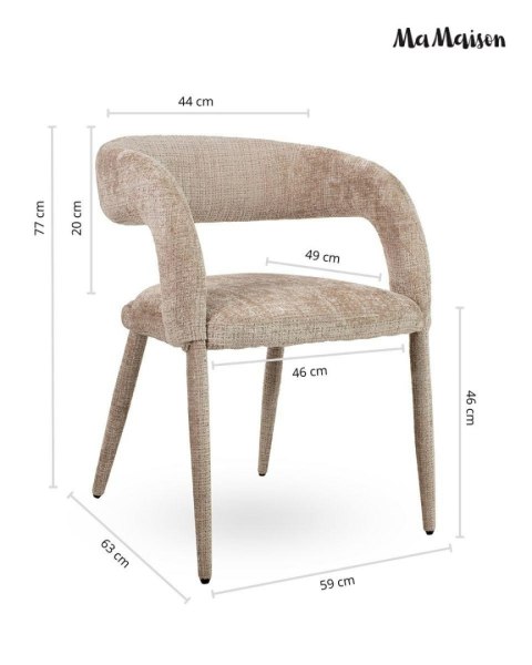 TAPICEROWANE BEŻOWE KRZESŁO IKAR, DO SALONU, JADALNI, Z PODŁOKIETNIKAMI