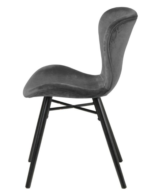 TAPICEROWANE CIEMNE SZARE KRZESŁO BRETANIA, DREWNO DĘBOWE WELUR, DO JADALNI