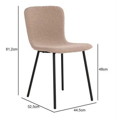 TAPICEROWANE KRZESŁO HALDEN - BEŻOWE, CZARNE NOGI, DO KUCHNI, DO JADALNI