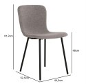TAPICEROWANE KRZESŁO HALDEN - SZARE, CZARNE NOGI, DO KUCHNI, DO JADALNI