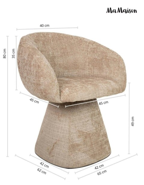 TAPICEROWANE OBROTOWE KRZESŁO, DO SALONU, JADALNI, BEŻOWE Z PODŁOKIETNIKAMI