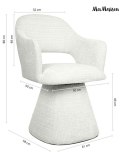 TAPICEROWANE OBROTOWE KRZESŁO, DO SALONU, JADALNI, BIAŁE Z PODŁOKIETNIKAMI