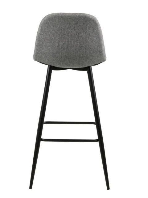 TAPICEROWANY HOKER SKANDYNAWSKI - SZARY, Z OPARCIEM, DO KUCHNI, METALOWY