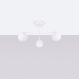 LAMPA SUFITOWA ŻYRANDOL LUMINOS, CZARNA, BIAŁY KLOSZ, NOWOCZESNA, SALON