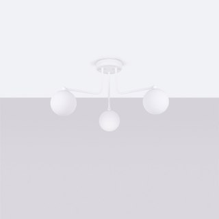 LAMPA SUFITOWA ŻYRANDOL LUMINOS, CZARNA, BIAŁY KLOSZ, NOWOCZESNA, SALON