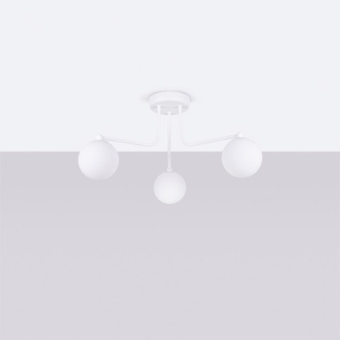 LAMPA SUFITOWA ŻYRANDOL LUMINOS, CZARNA, BIAŁY KLOSZ, NOWOCZESNA, SALON