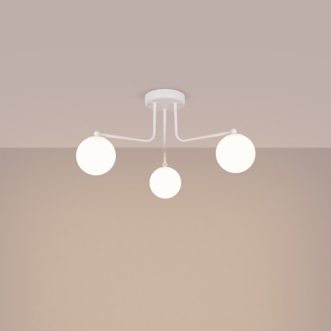 LAMPA SUFITOWA ŻYRANDOL LUMINOS, CZARNA, BIAŁY KLOSZ, NOWOCZESNA, SALON