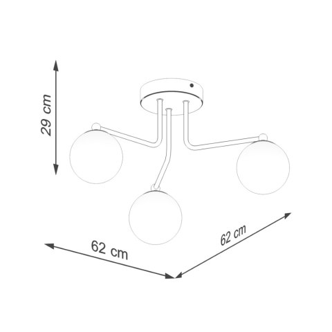 LAMPA SUFITOWA ŻYRANDOL LUMINOS, CZARNA, BIAŁY KLOSZ, NOWOCZESNA, SALON