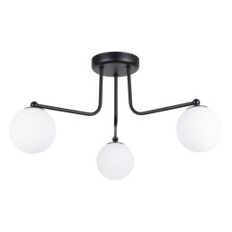 LAMPA ŻYRANDOL LUMINOS CZARNA, MATOWY BIAŁY KLOSZ, LOFT, SALON, NOWOCZESNA