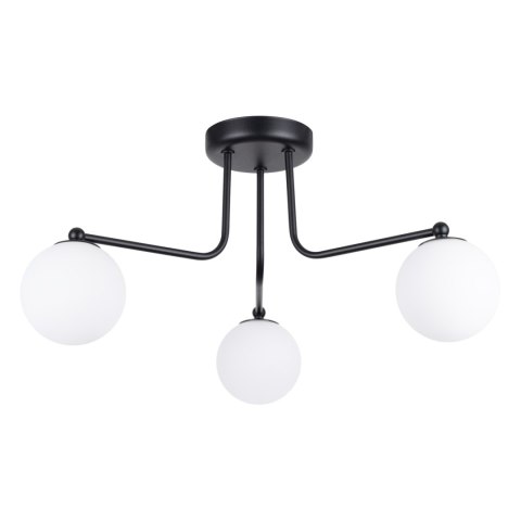 LAMPA ŻYRANDOL LUMINOS CZARNA, MATOWY BIAŁY KLOSZ, LOFT, SALON, NOWOCZESNA