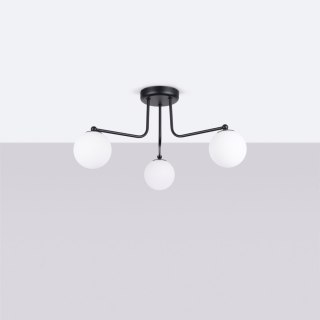 LAMPA ŻYRANDOL LUMINOS CZARNA, MATOWY BIAŁY KLOSZ, LOFT, SALON, NOWOCZESNA