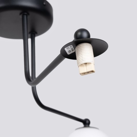 LAMPA ŻYRANDOL LUMINOS CZARNA, MATOWY BIAŁY KLOSZ, LOFT, SALON, NOWOCZESNA