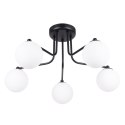 LAMPA SUFITOWA ŻYRANDOL LUMINOS, CZARNA, MODERN, LOFT, SALON, BIAŁY KLOSZ