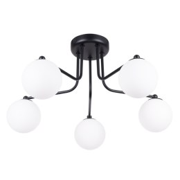 LAMPA SUFITOWA ŻYRANDOL LUMINOS, CZARNA, MODERN, LOFT, SALON, BIAŁY KLOSZ