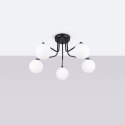 LAMPA SUFITOWA ŻYRANDOL LUMINOS, CZARNA, MODERN, LOFT, SALON, BIAŁY KLOSZ